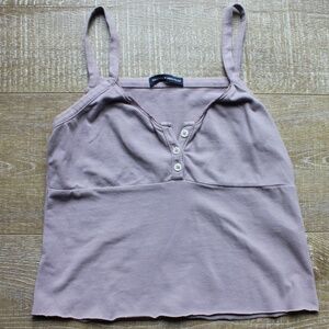 Brandy Melville Lorene Button Tank, tan, one size